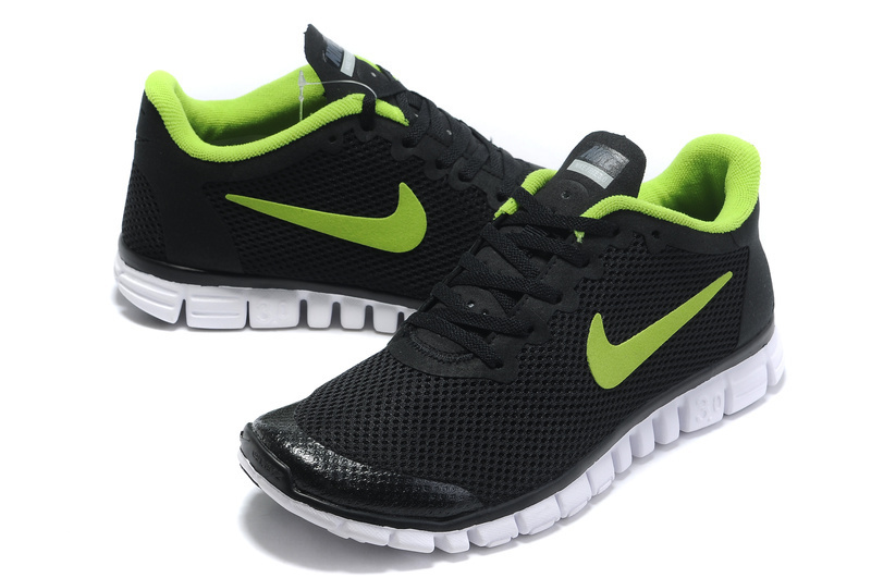 Nike Free Run 3.0 Mesh Black Green White Running Shoes - Click Image to Close