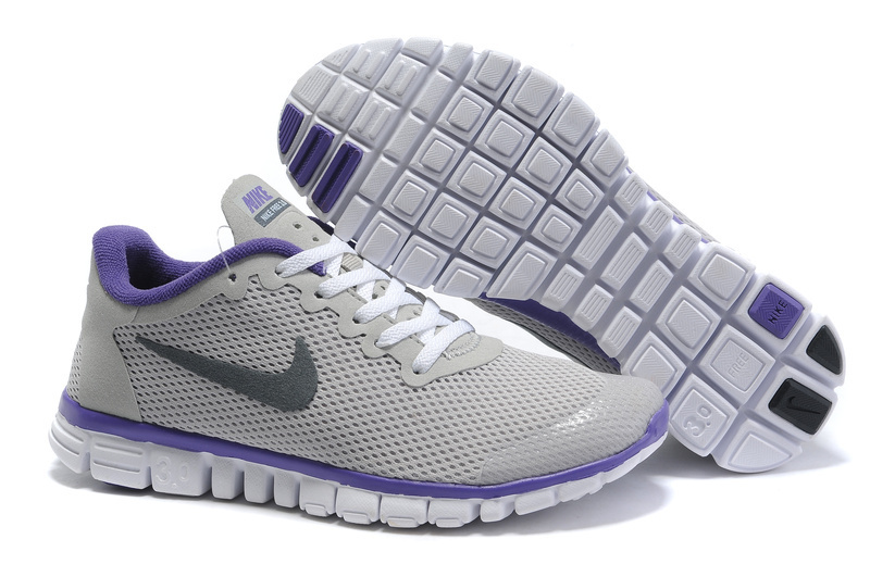 Nike Free Run 3.0 Mesh Grey Purple White Running Shoes - Click Image to Close