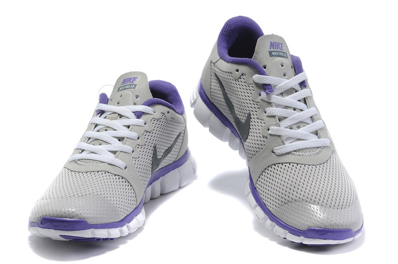 Nike Free Run 3.0 Mesh Grey Purple White Running Shoes - Click Image to Close