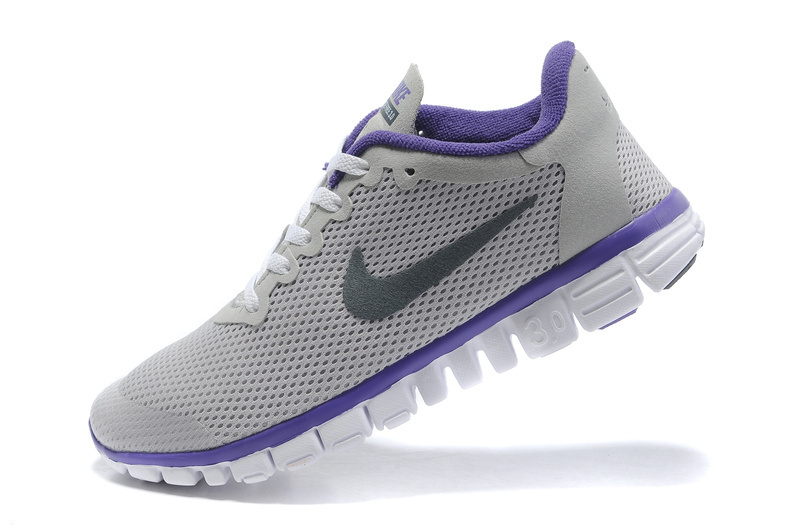 Nike Free Run 3.0 Mesh Grey Purple White Running Shoes