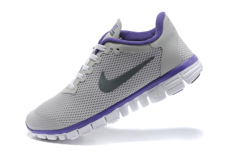 Nike Free Run 3.0 Mesh Grey Purple White Running Shoes - Click Image to Close