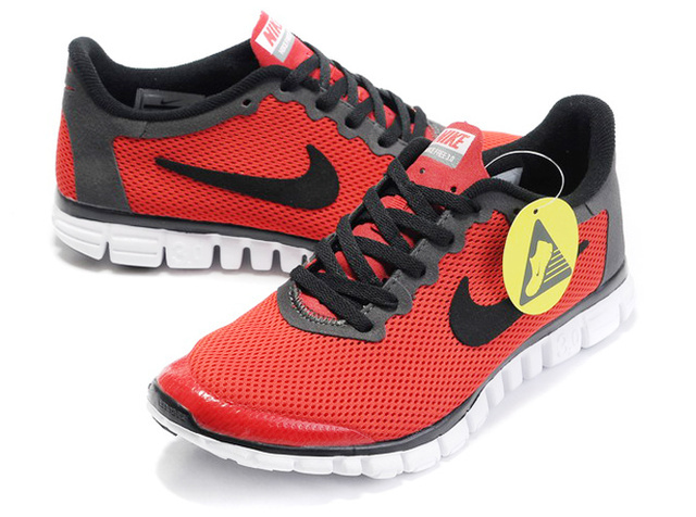 Nike Free Run 3.0 Mesh Red Black White Running Shoes
