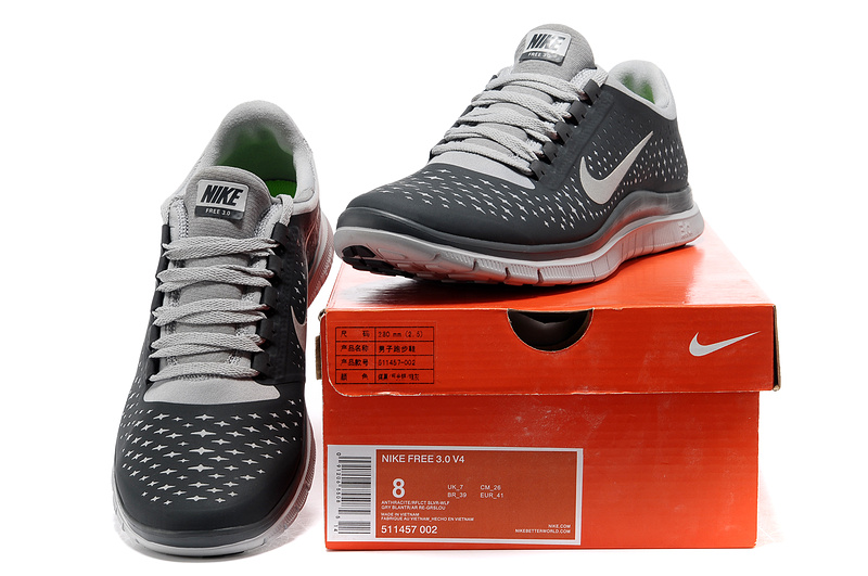 Nike Free 3.0 V4 Running Shoes Black Grey - Click Image to Close