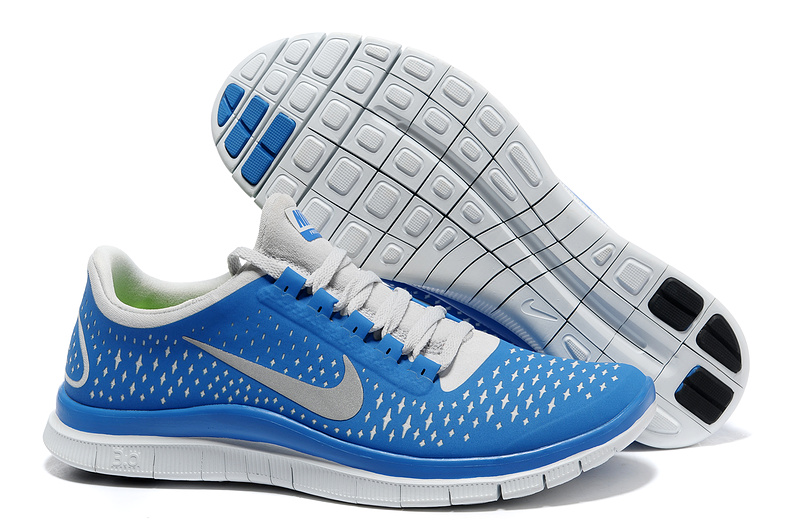 Nike Free 3.0 V4 Running Shoes Blue White - Click Image to Close