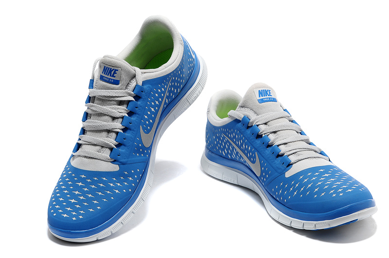 Nike Free 3.0 V4 Running Shoes Blue White - Click Image to Close