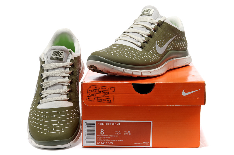 Nike Free 3.0 V4 Running Shoes Dark Green Grey - Click Image to Close