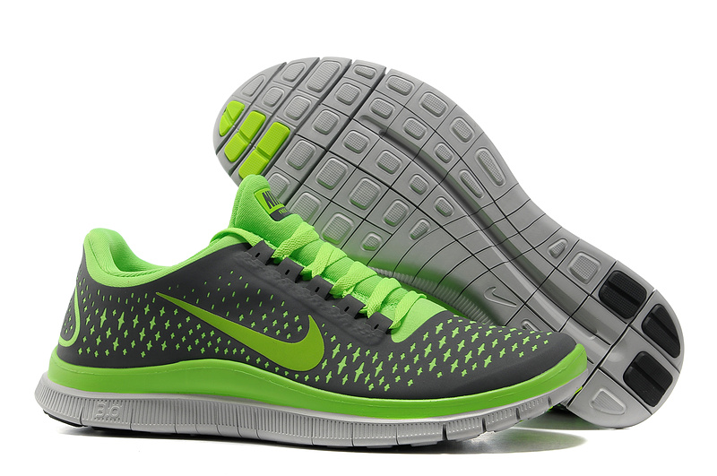 Nike Free 3.0 V4 Running Shoes Grey Green - Click Image to Close