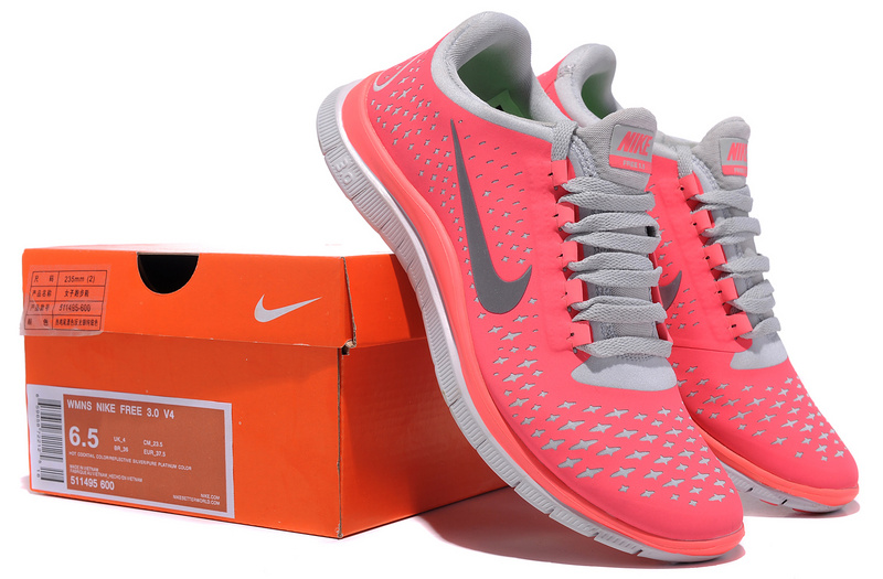 Women Nike Free 3.0 V4 Pink Grey - Click Image to Close