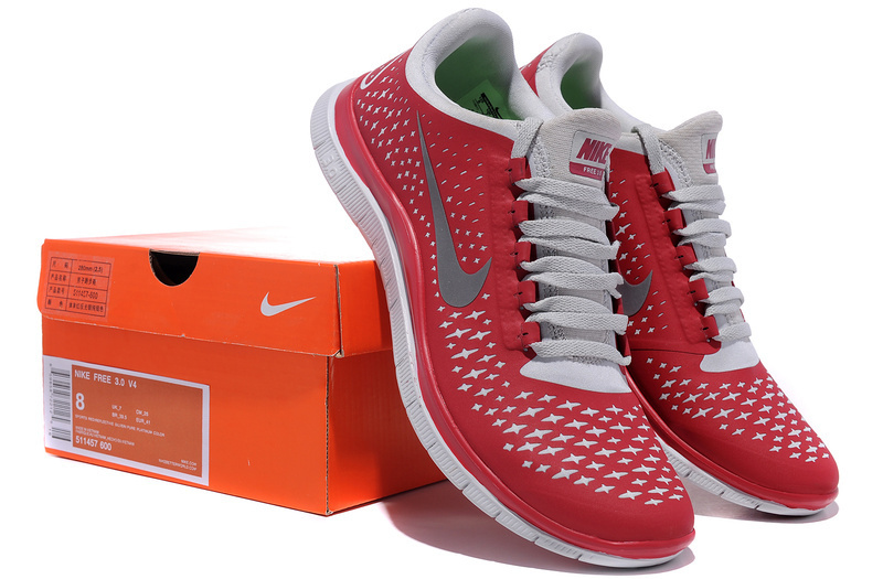 Nike Free 3.0 V4 Running Shoes Red Grey - Click Image to Close
