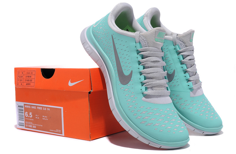 Women Nike Free 3.0 V4 Sky Blue Grey - Click Image to Close