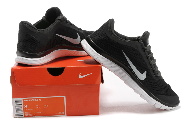 Nike Free 3.0 V5 Black White Running Shoes - Click Image to Close