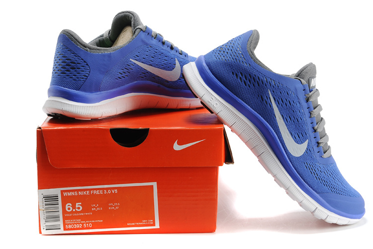 Nike Free 3.0 V5 Blue Grey White Shoes - Click Image to Close