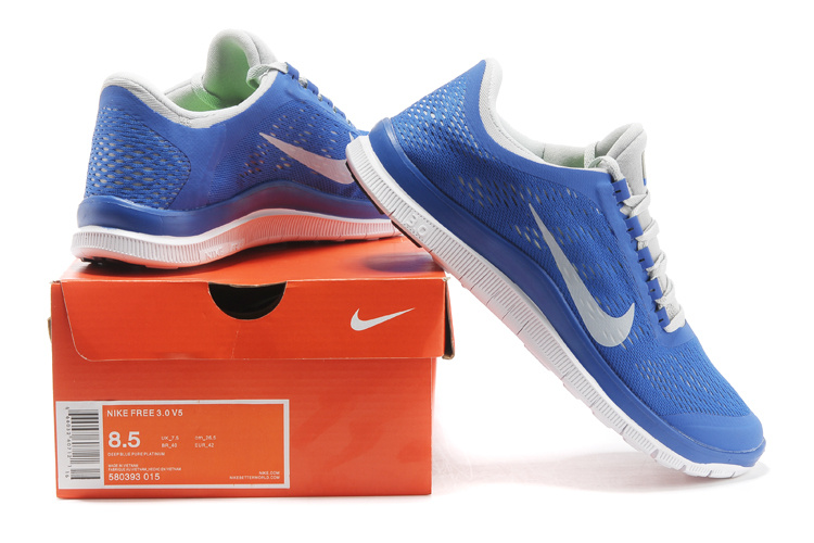 Nike Free 3.0 V5 Blue White Running Shoes - Click Image to Close