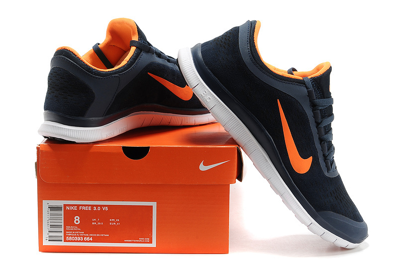 Nike Free 3.0 V5 Engrave Black Orange White Running Shoes - Click Image to Close