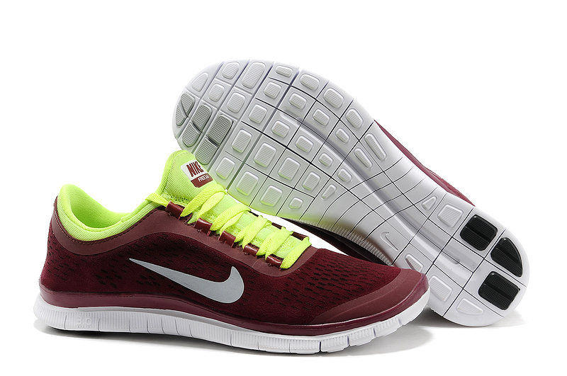 Nike Free 3.0 V5 Engrave Dark Red Yellow White Running Shoes