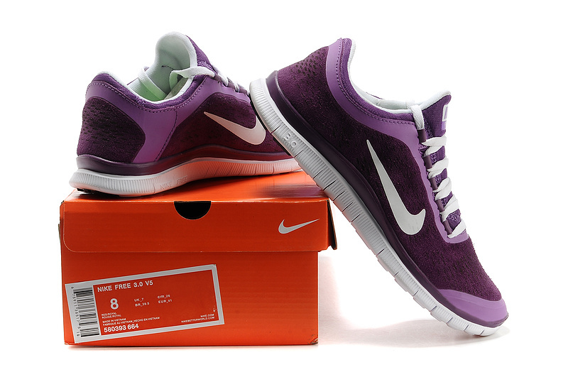 Nike Free 3.0 V5 Engrave Purple White Running Shoes