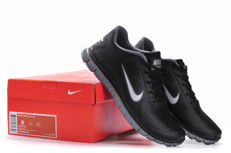 Nike Free 4.0 Leather All Black Shoes - Click Image to Close