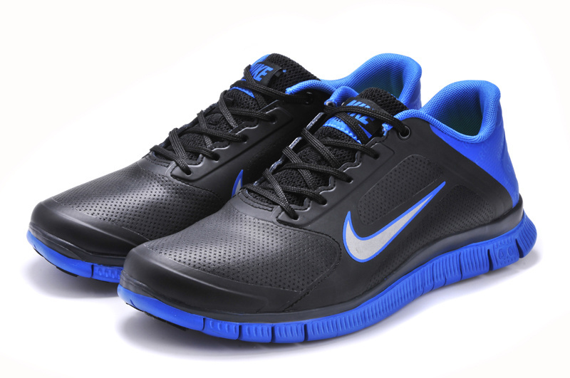 Nike Free 4.0 Leather Black Blue Shoes - Click Image to Close