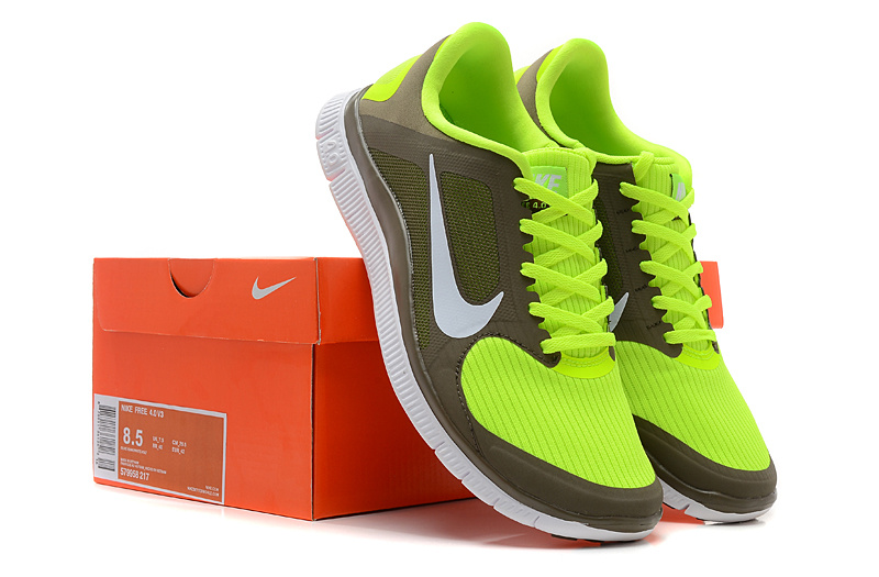 Nike Free 4.0 V3 Army yellow White Running Shoes - Click Image to Close