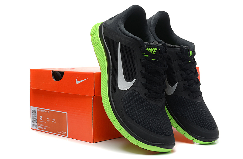 Nike Free 4.0 V3 Black Green Running Shoes - Click Image to Close