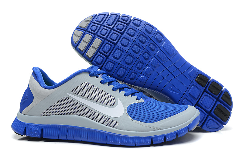 Women Nike 4.0 V3 Running Shoes Blue Grey Silver - Click Image to Close