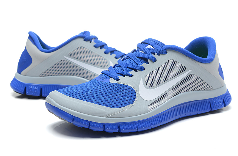 Women Nike 4.0 V3 Running Shoes Blue Grey Silver - Click Image to Close
