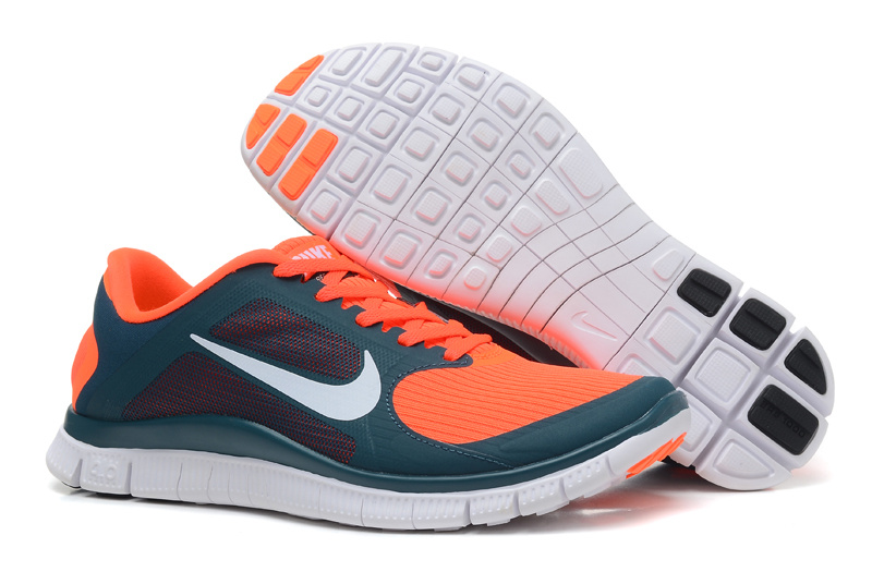 Women Nike 4.0 V3 Running Shoes Orange Blue White - Click Image to Close