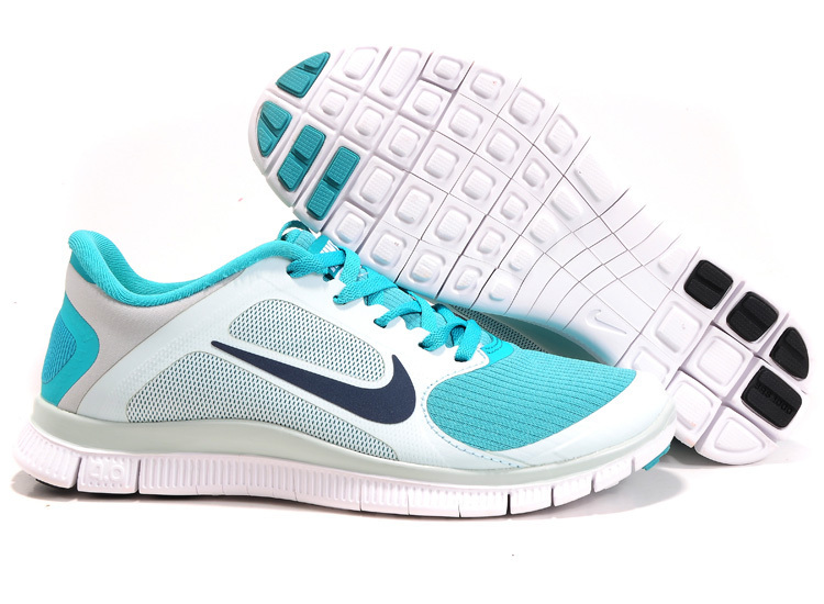 Nike Free 4.0 White Blue Grey Shoes - Click Image to Close