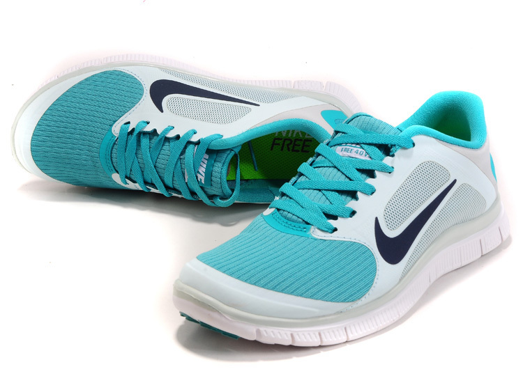 Nike Free 4.0 White Blue Grey Shoes - Click Image to Close