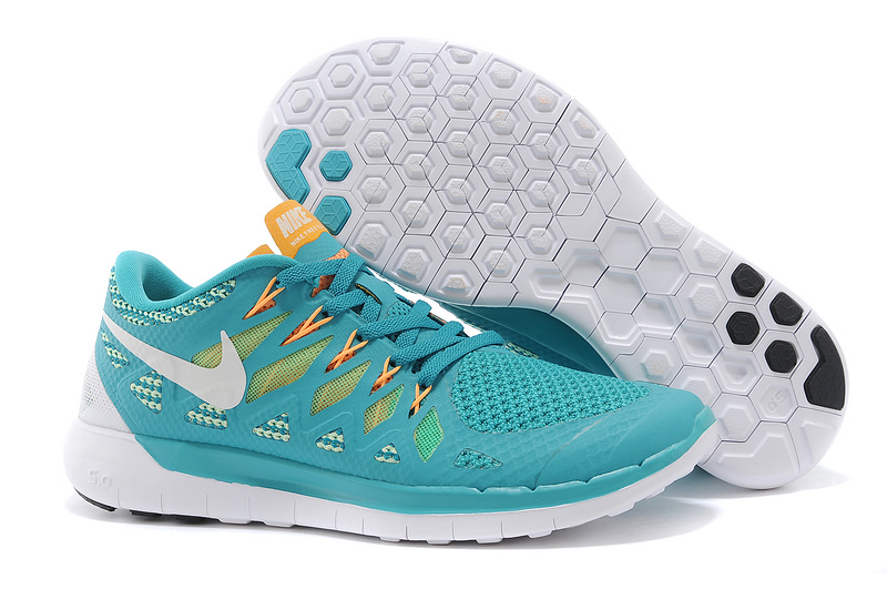 World-Up Nike Free 5.0 Light Blue Orange White Shoes