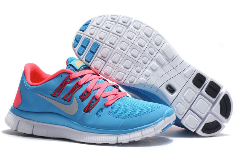 Women Nike Free Run 5.0 2 Baby Blue Pink Shoes - Click Image to Close