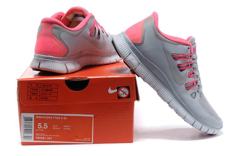 Women Nike Free 5.0 2 Grey Pink Shoes - Click Image to Close