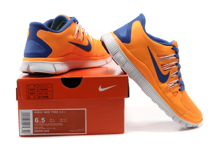 Women Nike Free 5.0 2 Orange Blue White Shoes