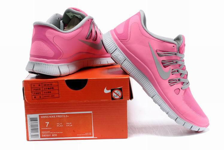 Women Nike Free 5.0 2 Pink Grey White Shoes - Click Image to Close