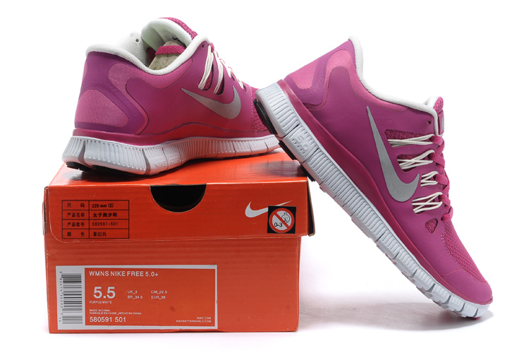 Women Nike Free 5.0 2 Red Silver White Shoes - Click Image to Close