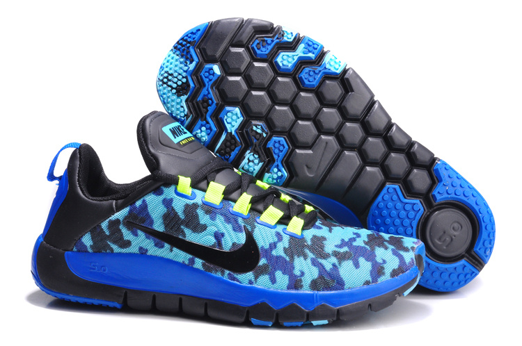 Nike Free 5.0 Blue Black Shoes - Click Image to Close