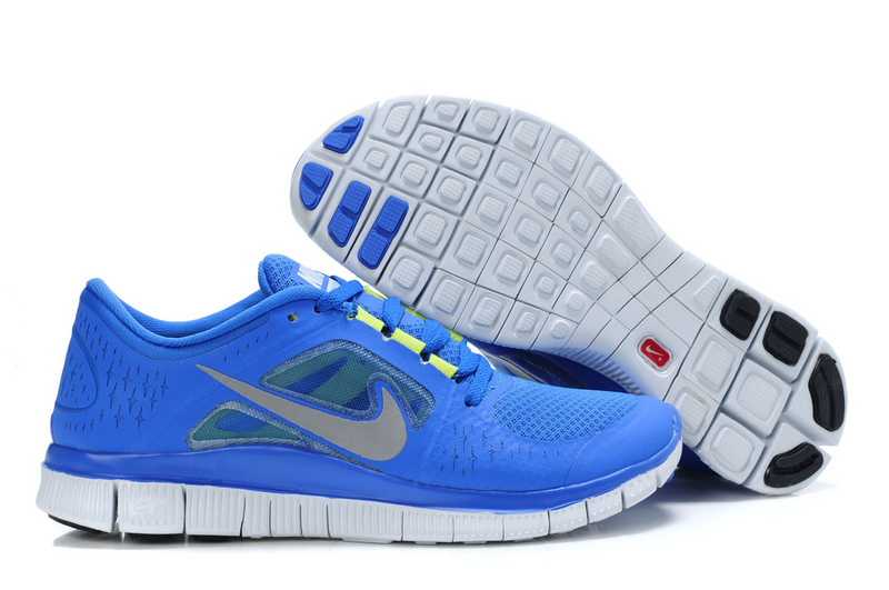 Nike Free 5.0 Blue White Shoes - Click Image to Close