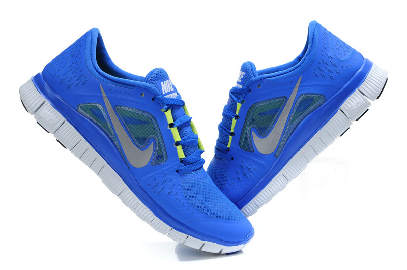 Nike Free 5.0 Blue White Shoes - Click Image to Close