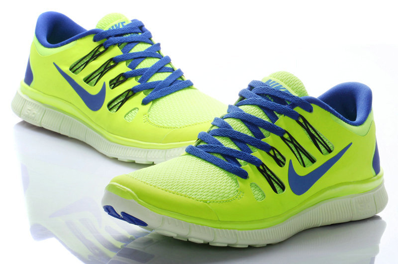 Nike Free Run 5.0 Fluorscent Green Blue Shoes
