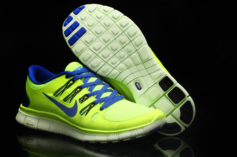 Nike Free Run 5.0 Fluorscent Green Blue Shoes - Click Image to Close