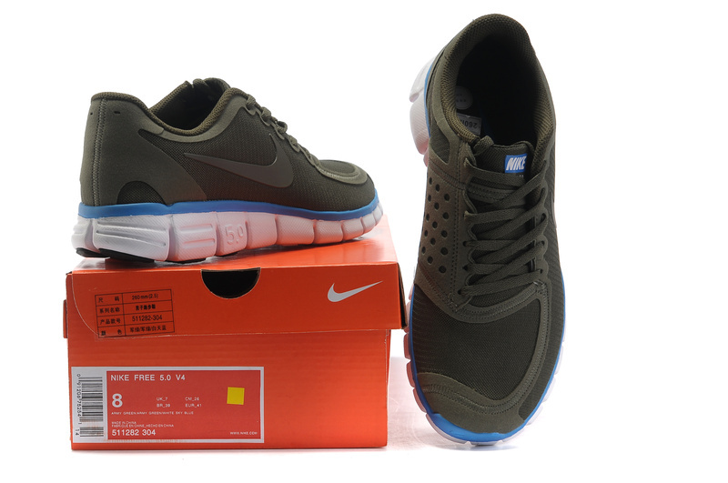 Nike Free 5.0 Running Shoes Grenadine Army Blue White