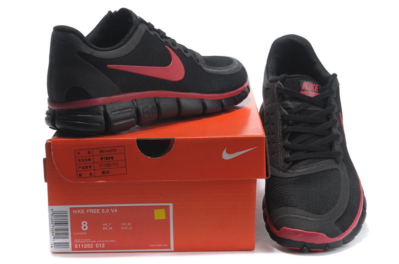 Nike Free 5.0 Running Shoes Grenadine Black Red - Click Image to Close