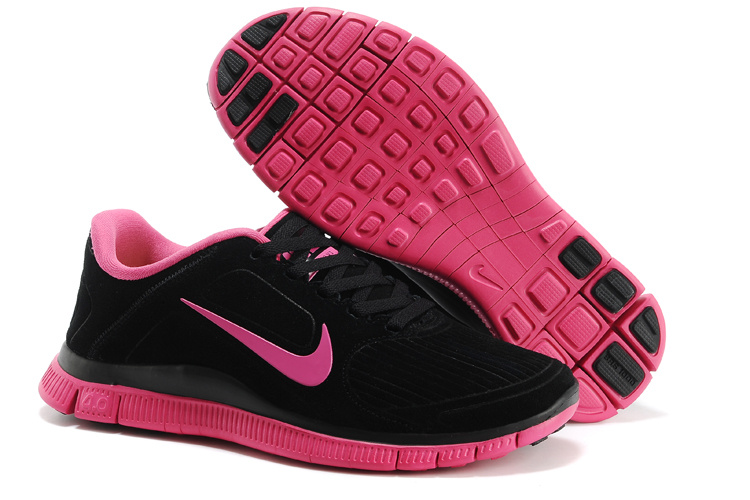 Women Nike Free 5.0 Suede Black Pink - Click Image to Close