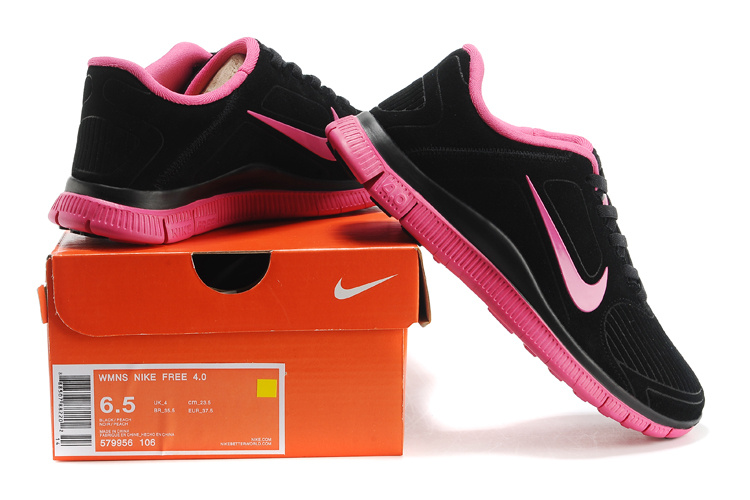 Women Nike Free 5.0 Suede Black Pink - Click Image to Close