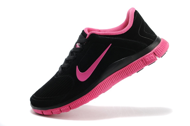 Women Nike Free 5.0 Suede Black Pink - Click Image to Close