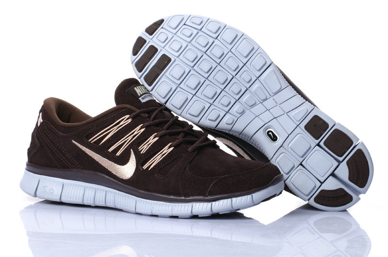 Nike Free Run 5.0 Suede Coffe Gold Running Shoes - Click Image to Close