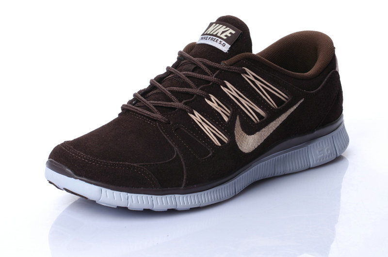 Nike Free Run 5.0 Suede Coffe Gold Running Shoes - Click Image to Close