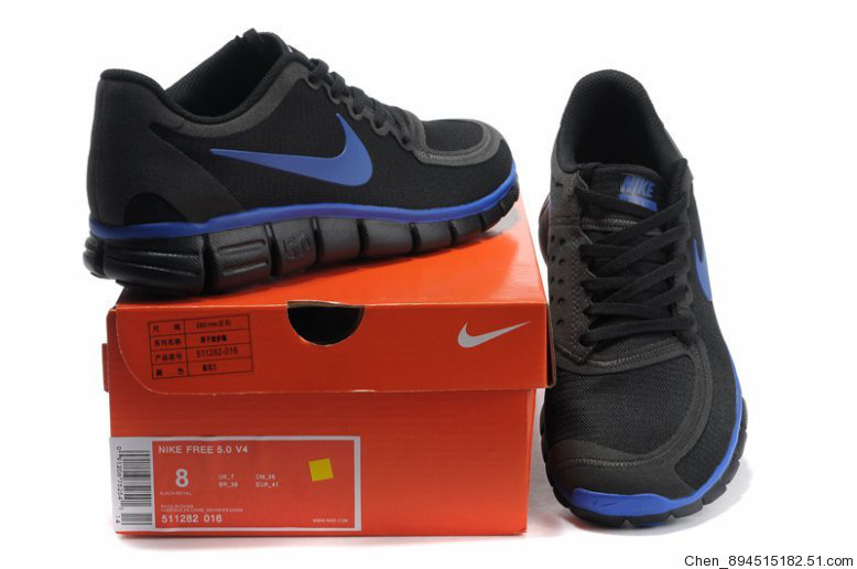 Nike Free Run 5.0 V4 Black Blue Running Shoes - Click Image to Close