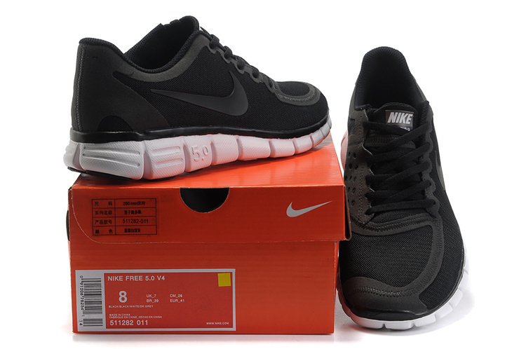 Nike Free Run 5.0 V4 Black White Running Shoes - Click Image to Close