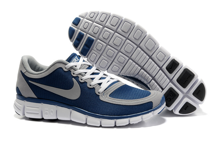 Nike Free 5.0 V4 Blue Grey White Running Shoes